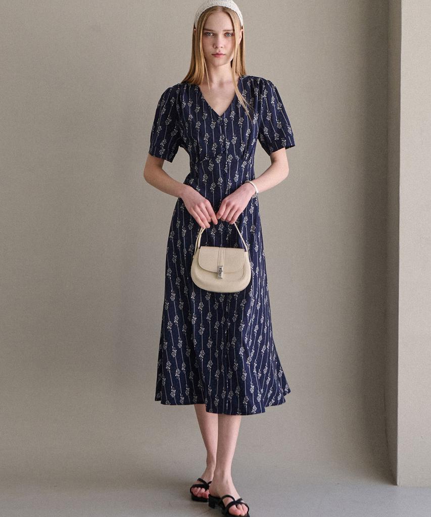 LUSIDA Drawing Pattern Dress - Navy