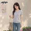 MJ STYLE Dam V-ringad Smal Passform Kortärmad T-shirt