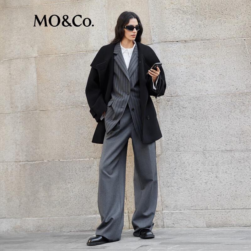 MO&Co. Women's Wool Blend Wide-Leg Trousers