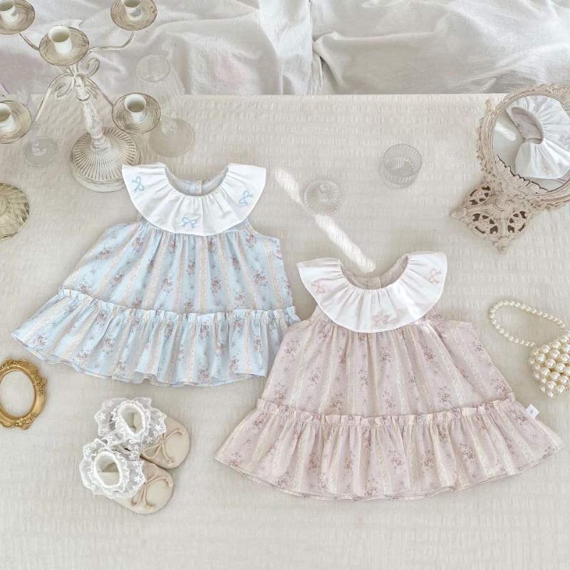Baby Girls' Sweet Doll Collar Sleeveless Floral Princess Dress