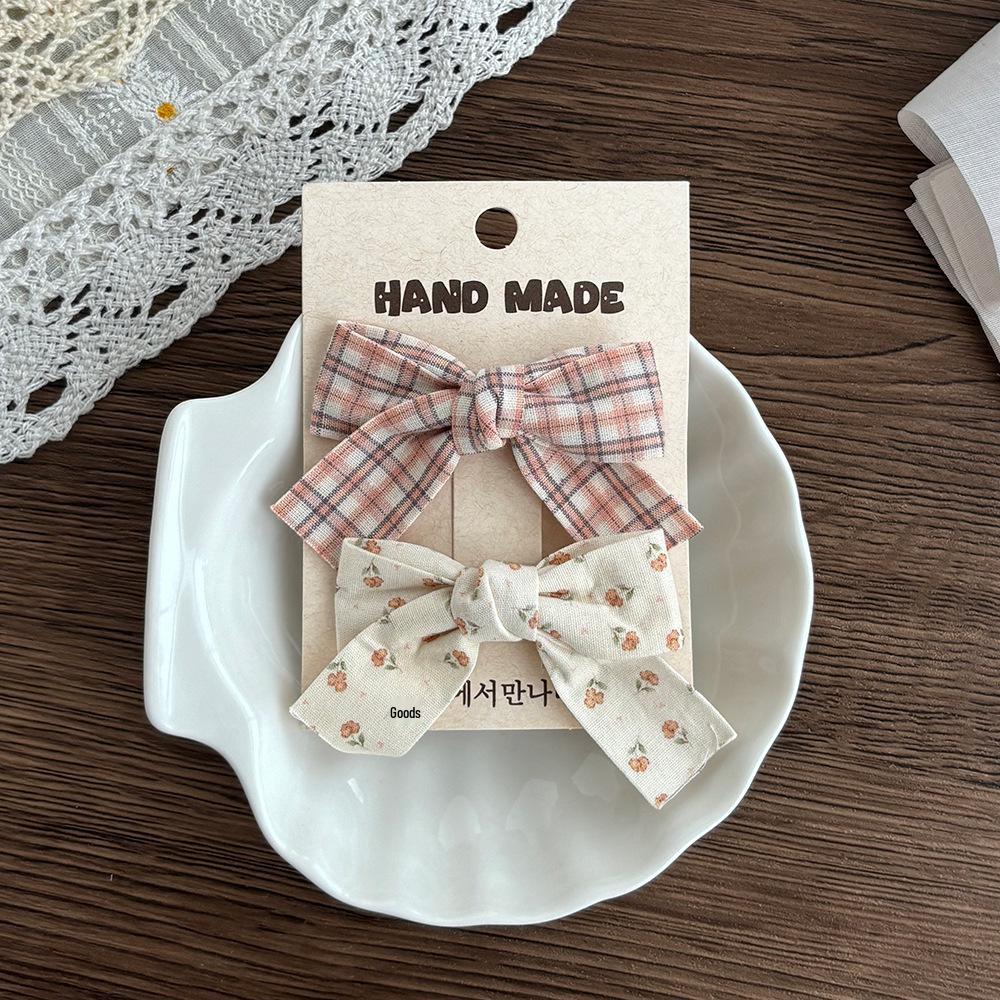 Children's Floral Bow Plaid Hair Clip