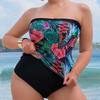 2024 Übergröße Bandeau Strand Badeanzug für mollige Mädchen - Bedruckter Bikini