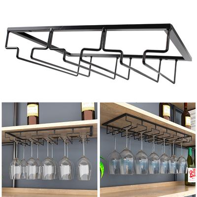 High Quality Under Cabinet Bar Tool Iron Wine Rack Glass Holder Glass Goblet Iron Rack Stemware Stand Hanging Shelf Kitchen Storage Organizer