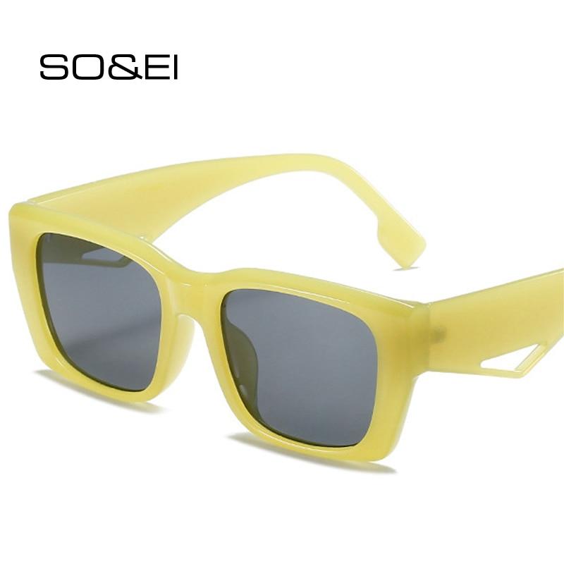 

SO & EI модные квадратные женские солнцезащитные очки в стиле ретро желе чайные зеленые оттенки UV400 мужские брендовые дизайнерские трендовые солнцезащитные очки