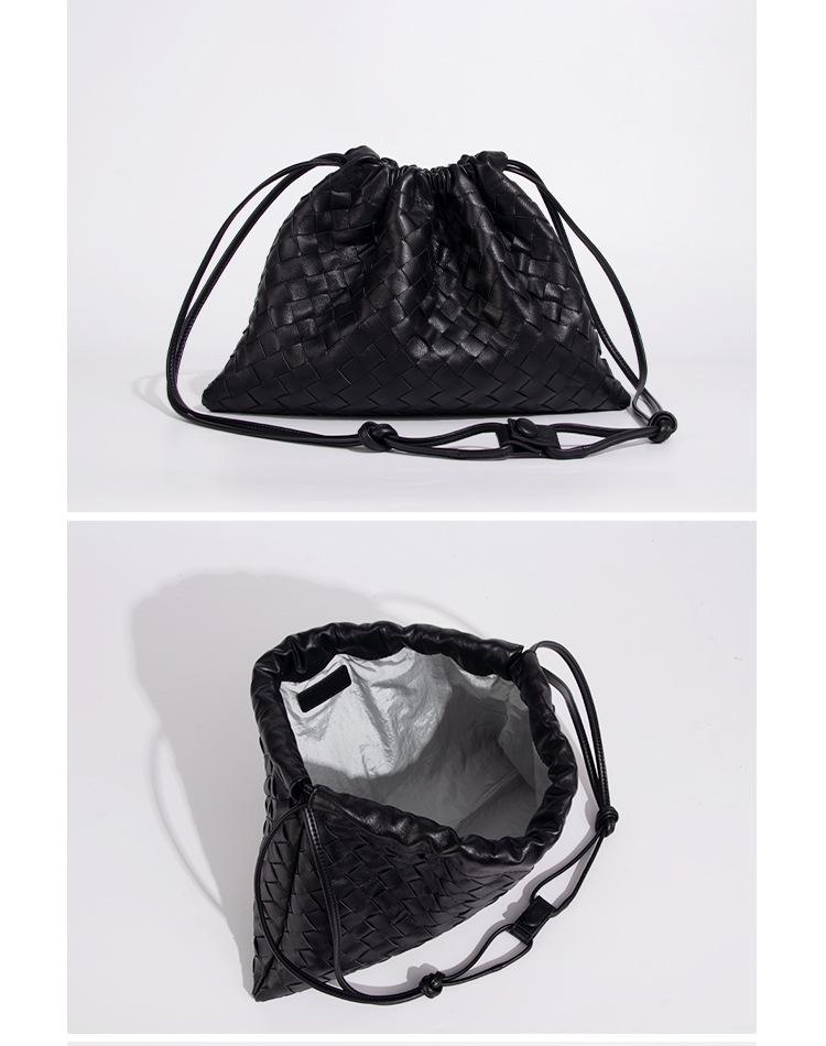 Large Lambskin Woven Commuter Shoulder Bag - Versatile, High-End Genuine Leather for Women.