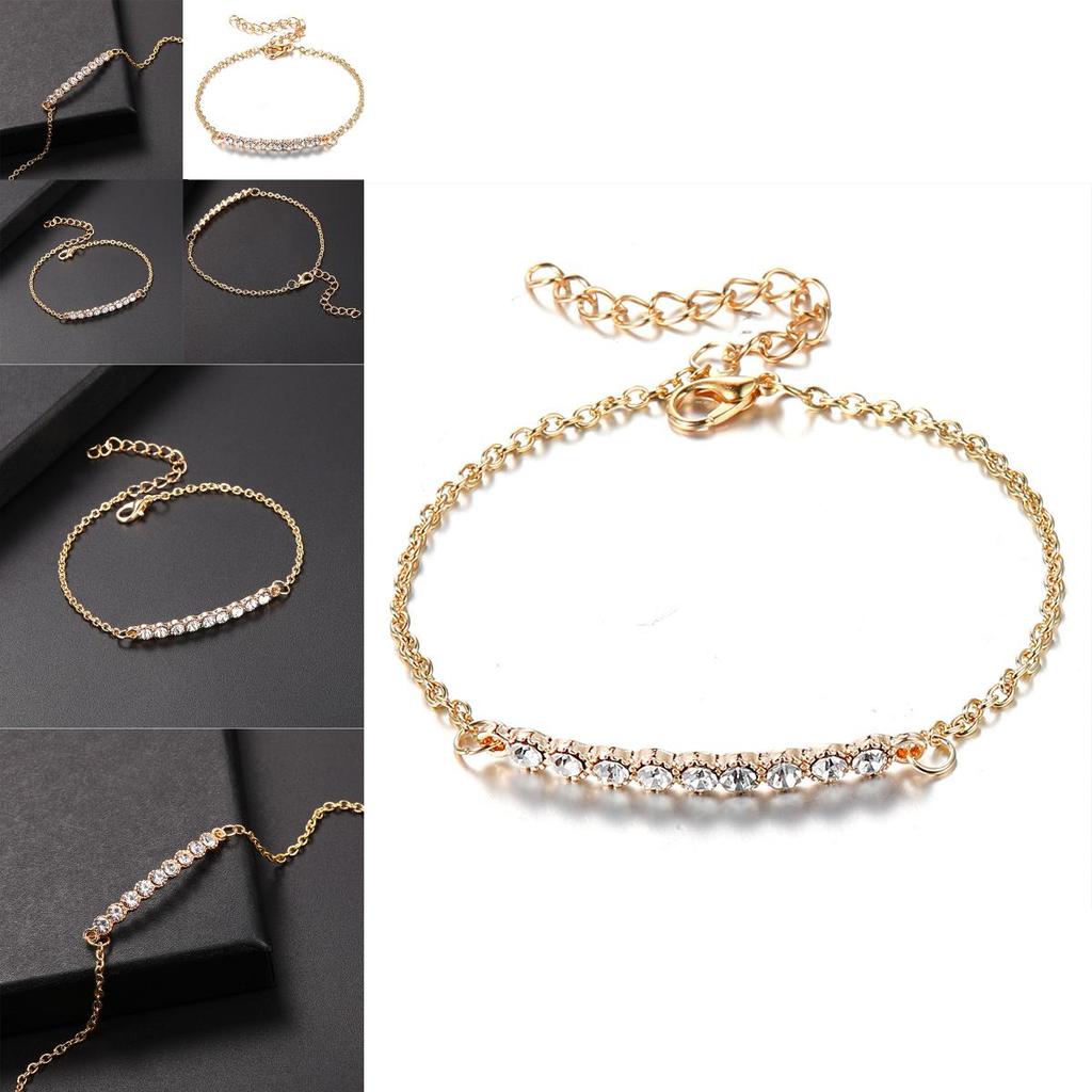 Luxurious Gold Plated Chain Bracelet With Sparkling Rhinestones For Women