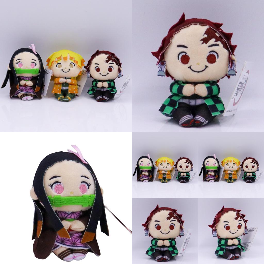 Entzückende 4-Zoll Demon Slayer Tanjiro Zenitsu Nezuko Plüschpuppe mit weicher PP-Baumwolle