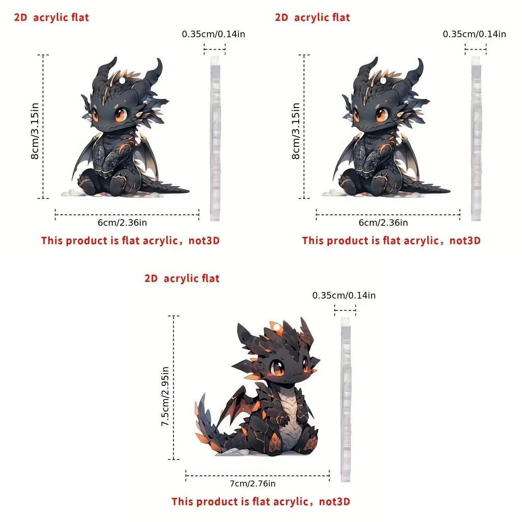 Acrylic Black Dragon Cartoon Car Charm Pendant For Stylish Vehicle Decoration