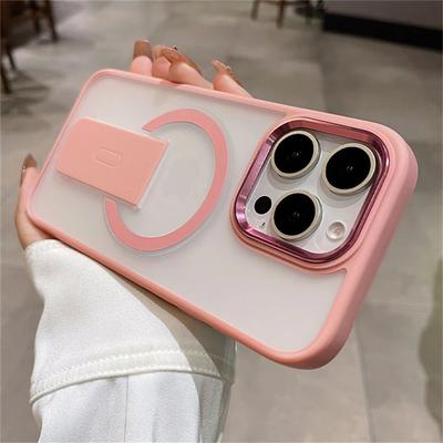 Lux mat transparent cu suport pliabil magnetic pentru husa de telefon Magsafe pentru iPhone 16 11 12 13 14 15 Pro Max Plus husă PC cu suport