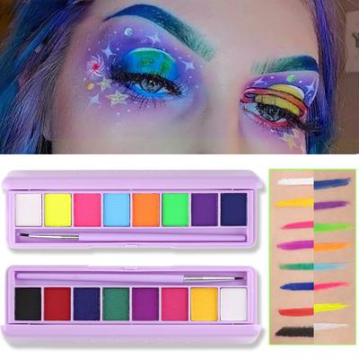 8 kleuren Kleurrijke Body Face Paint Make Up Flash Tattoo Festival Schilderen Speel Clown Halloween Make-up Gezichtsverf Kinderen Speelgoed Gereedschap