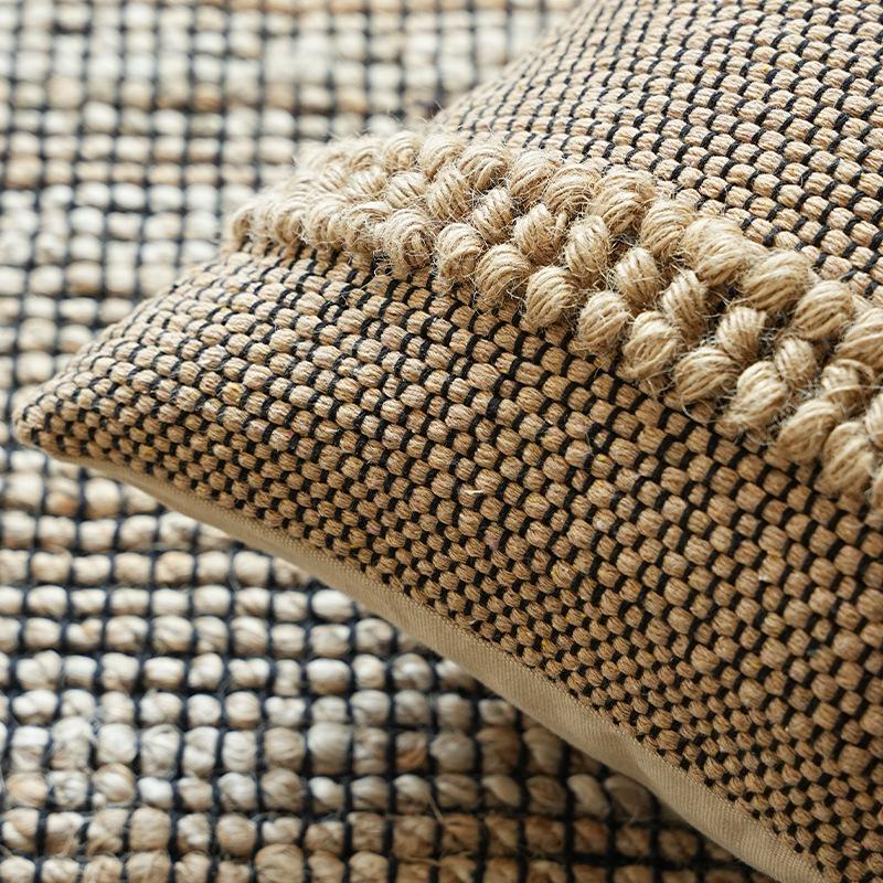 Handgefertigte Baumwoll-Hanfseil-Kissenhülle - Retro Wabi-Sabi Stil Erker & Sofakissen