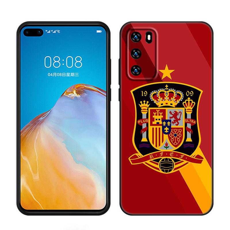 Hiszpania Flagi Narodowe Czarne Etui na Telefon Dla Huawei P10 P20 P30 P40 Lite P50 P60 Art P50E P Smart Z 2018 2020 2021 Pro 2019