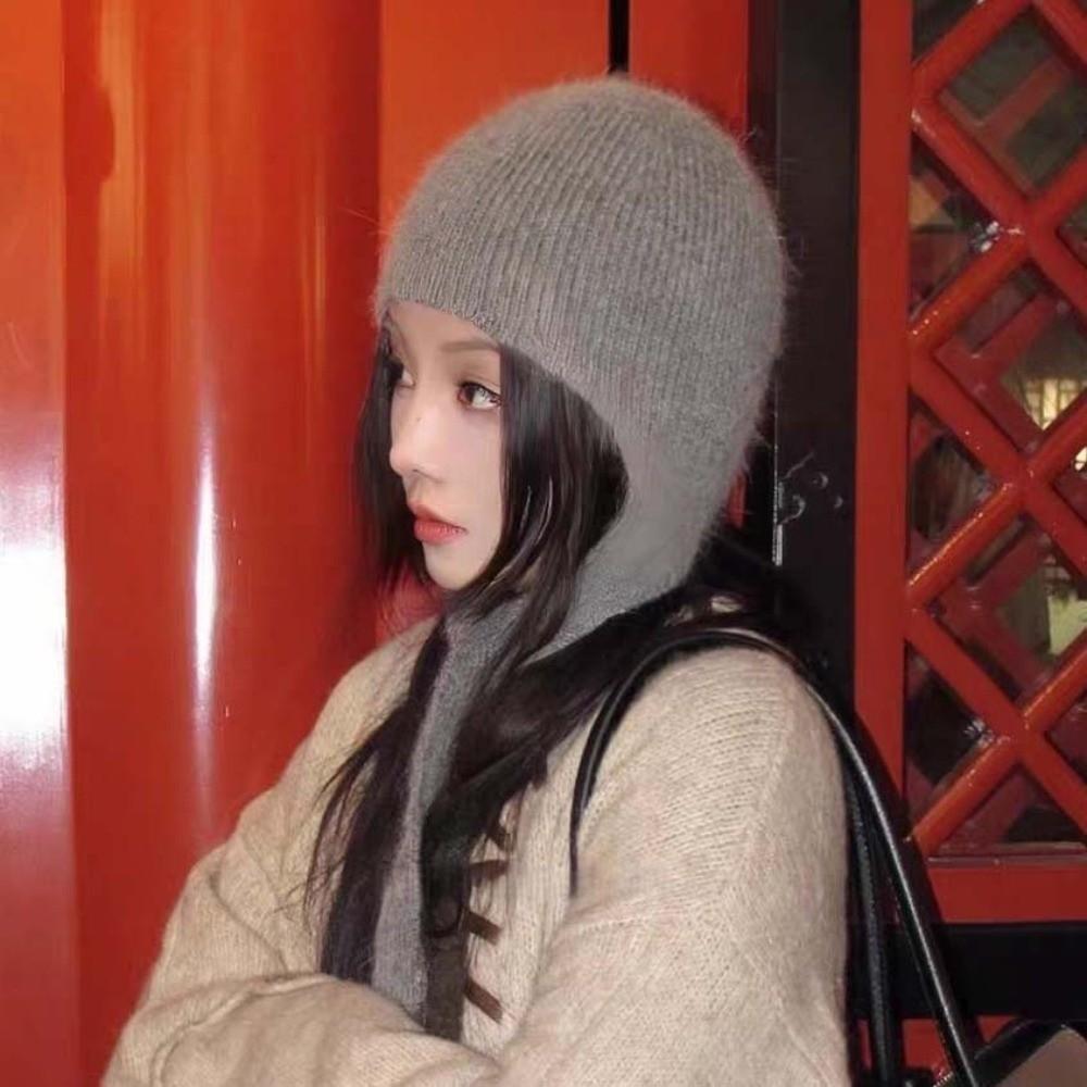 Solid Color Knit Earflap Hat Windproof Korean Style Bonnet Warm Skull Cap  Skiing Trip