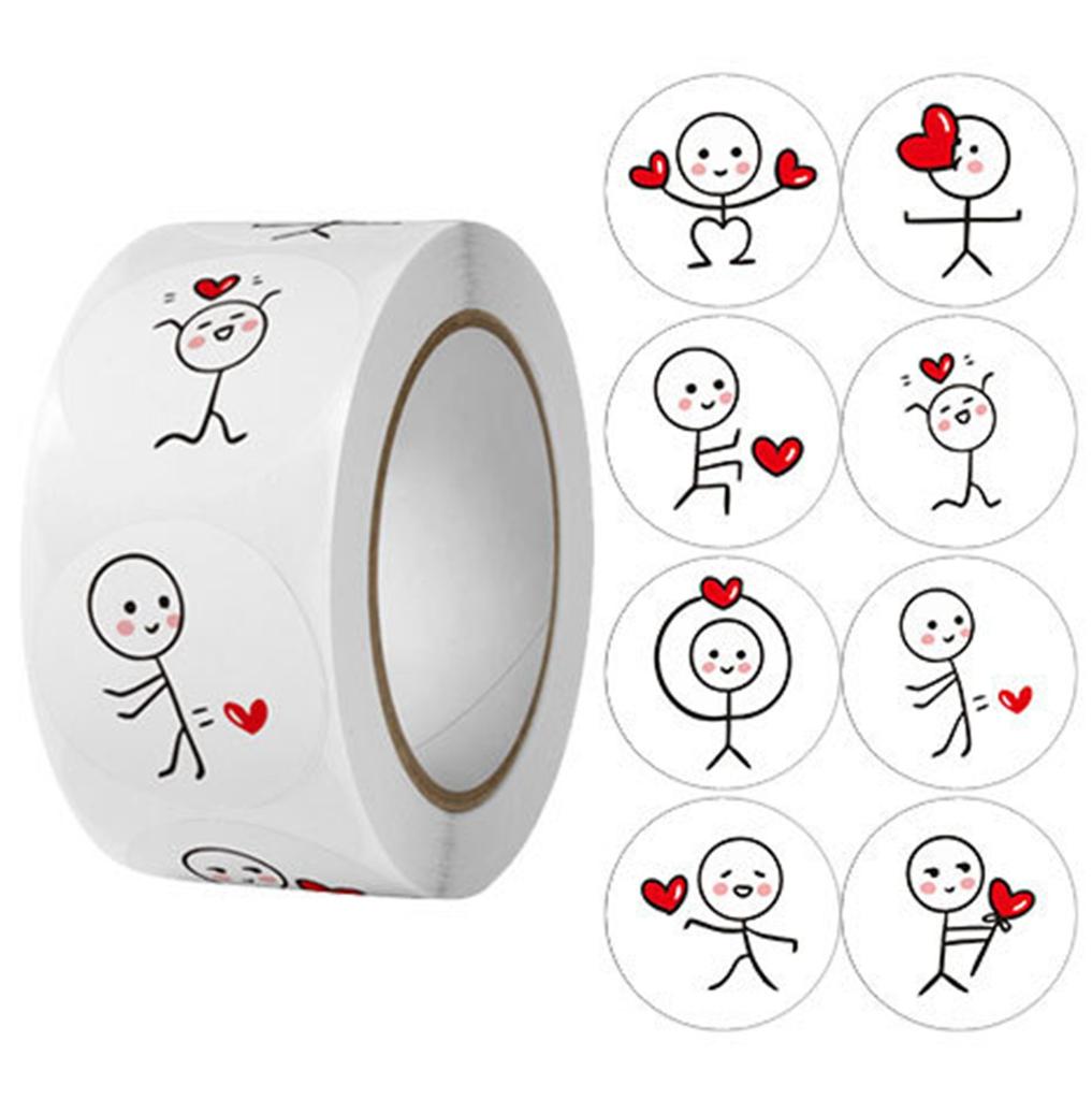 500 Labels Love Stickman Roll Stickers Valentine's Day Gift Stickers Label Rolls Easy To Use