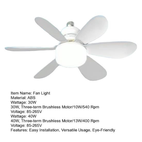 Ceiling Fan with Remote Control 30/40W LED Lighted Ceiling Fan Dimmable Fan Light with Timer Quiet 6 Blades Socket Ceiling Fan Universal Lamp