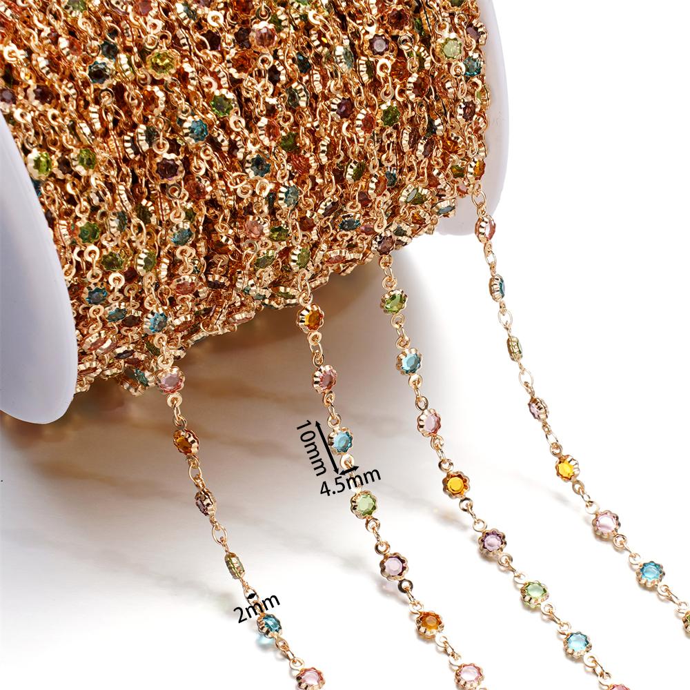 1Meter Copper Chain With Crystal Beads Chain DIY Necklace Bracelet For Jewelry Making Supplies