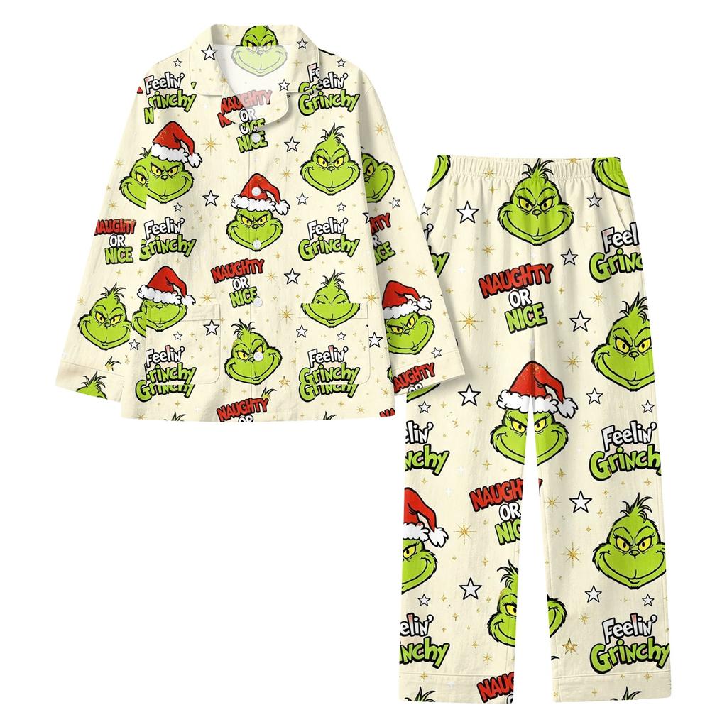 Women's Casual Long Sleeve Set with Pants, Holiday Print, Comfortable Loungewear for Home