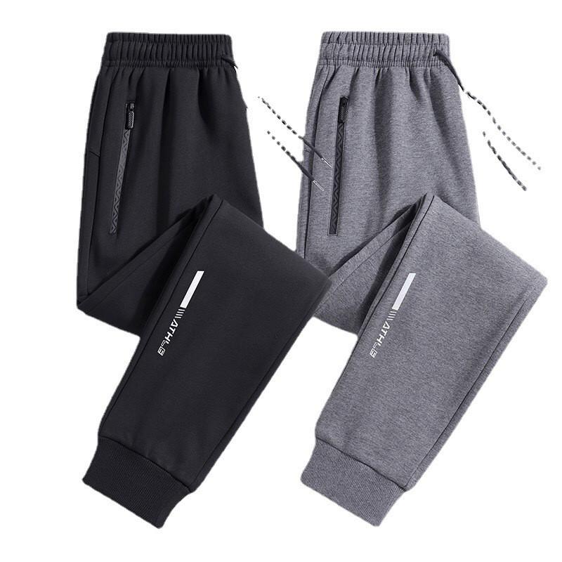 Mens Winter Warm Fleece-Lined Loose Fit Casual Jogger Pants Elastic Waist Straight Leg Cotton Blend Plus Size
