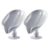 2pcs Hollow Soap Holder With Suction Cup Sponge Soap Dish With-Drain Leaf-Shaped Soap Box Soap Tray Solid Color Soap Box