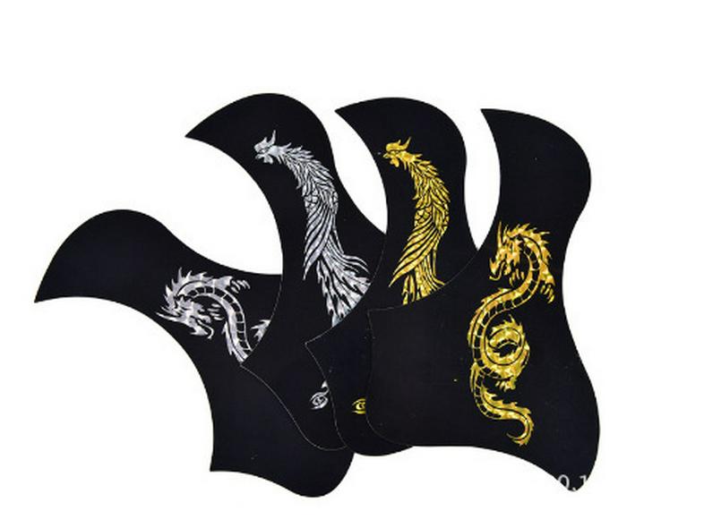 Acoustic Guitar Pickguard - 40/41 Inch (Gold/Silver Dragon or Phoenix) Golden Dragon