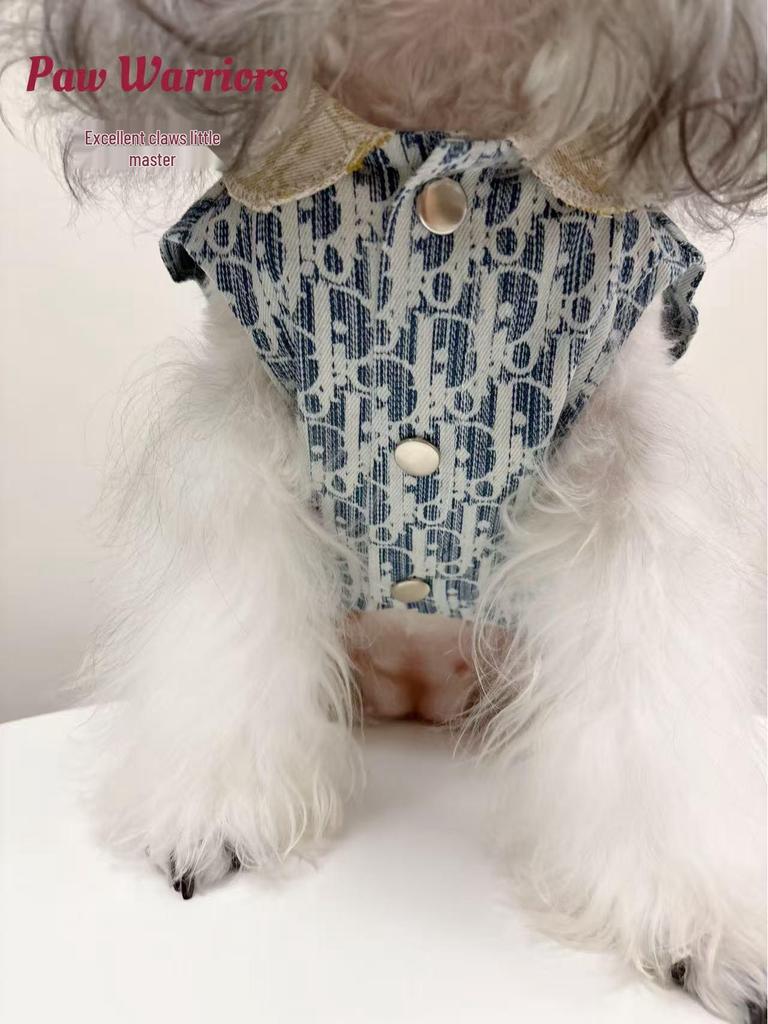 Trendy Denim Patchwork Vest for Small Dogs & Cats - Sleeveless Pet Apparel for Puppies, Teddy, Bichon, Corgi