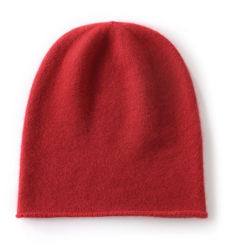 One-piece Thin Cashmere Knit Beanie Unisex Solid Color Versatile Warm Ear Protection Cold Hat