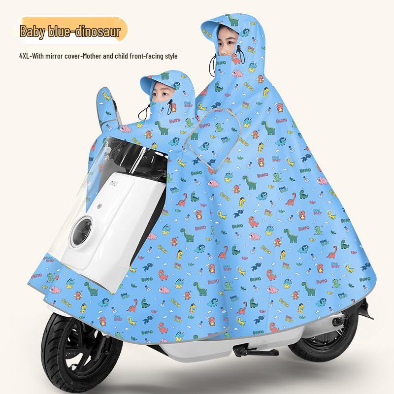 Parent-Child Raincoat for 2025: XL Front-Mounted Electric Scooter Double-Person Poncho