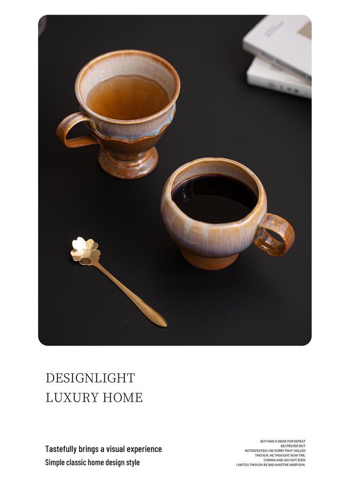 Luxury Retro Ceramic Coffee Cup and Saucer Set for Latte and Afternoon Tea