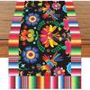 72 X 13 Inches Mexican Fiesta Table Runner, Linen Burlap Table Decor with Floral and Serape Stripe for Cinco De Mayo, Taco Night, Birthdays, Day of