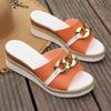 Fashion On A Wedge Slippers Soft Women Luxury Shoes Low Platform Big Size Shale Female Beach Rivet Slides Comfort Designer Sabot Hoof He