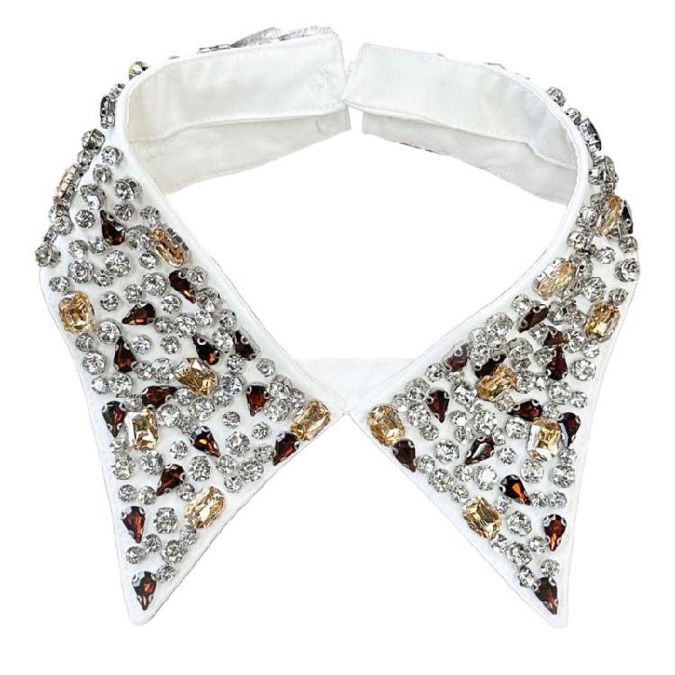 Fashion Jeweled Detachable Collar Shawl Versatile Lapel Colorful Rhinestones Collar Shawl for Dress Shirt