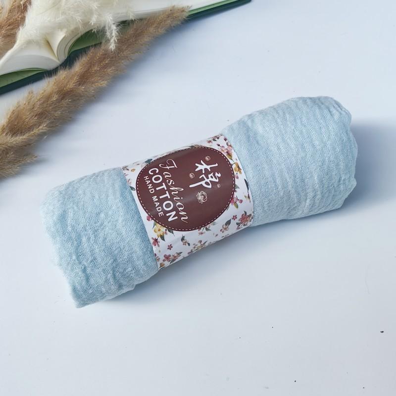 62-122 Colors Crinkle Cotton Underscarf Pleated Pompom Plain Hijab With Tassels Islamic Turban Warp