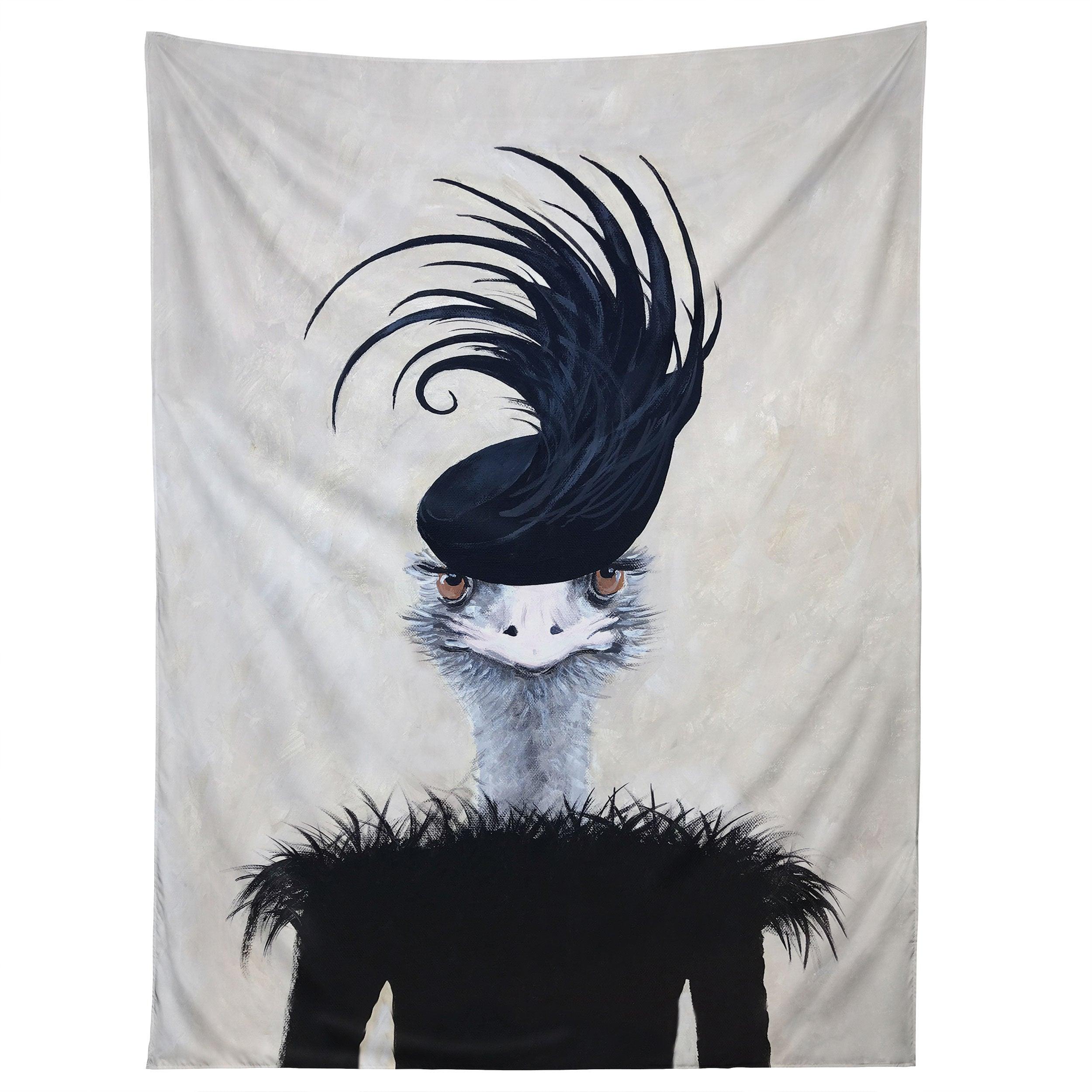 RETRO OSTRICH tapestry 75x100 чёрный