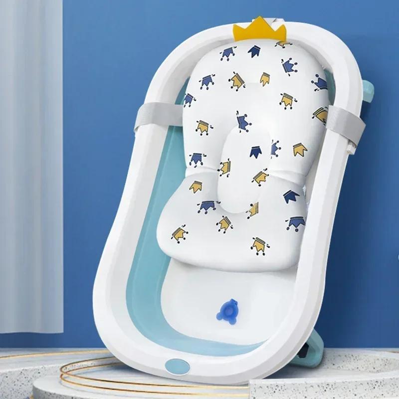 Portable Infant Bathtub Pad Ajustable Bath Tub Shower Cushion Newborn Support Seat Mat Foldable Infant Bath Seat Floating Water Pad