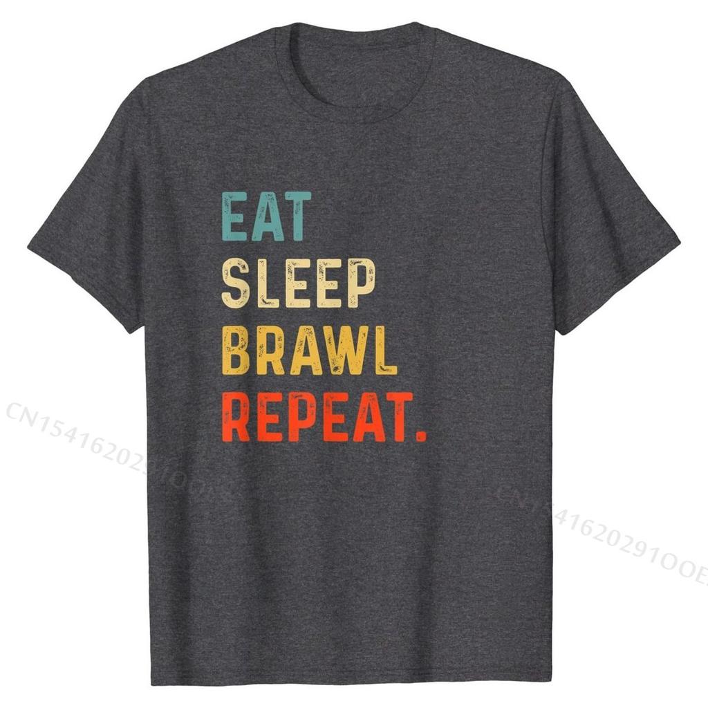 Eat Sleep Brawl Repeat Gamer T-Shirt Latest Casual T Shirts Cotton Men Tops Shirts Casual