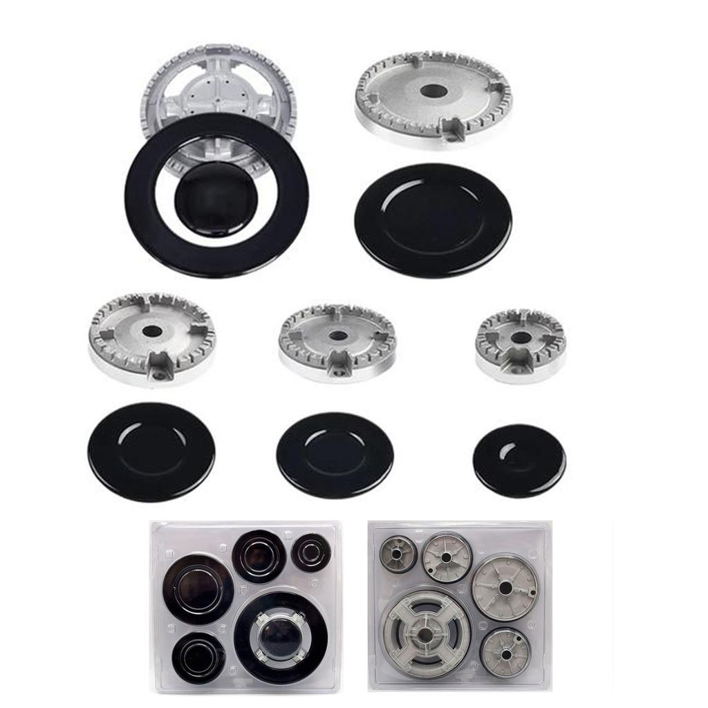 Metal Stove Burner and Knob Set Cooktop Burner Heads and Control Knobs Ranges Burner Caps Metal Texture for Stove