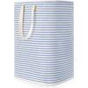 AIMOONSA Foldable Laundry Basket 72L Waterproof Blue TC Fabric - Large Capacity, Long Handle