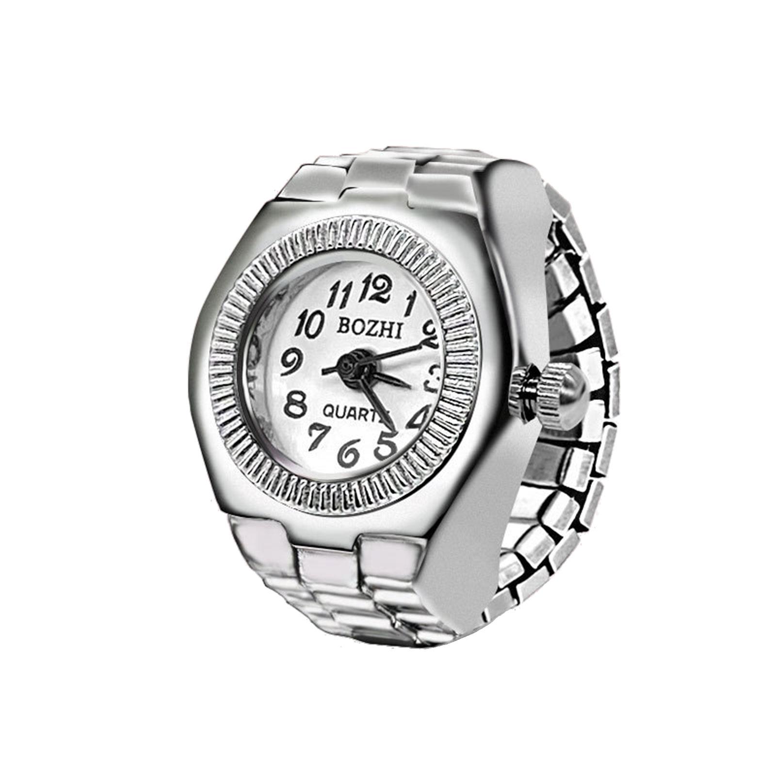 

Retro Watch Rings Square Round Quartz Analog Alloy Shells Finger Ring Watch Mini Elastic Strap Watches Couple Rings