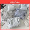 Fashionable Embroidered Plaid Makeup Bag For Women With Cotton Lining For Home Storage