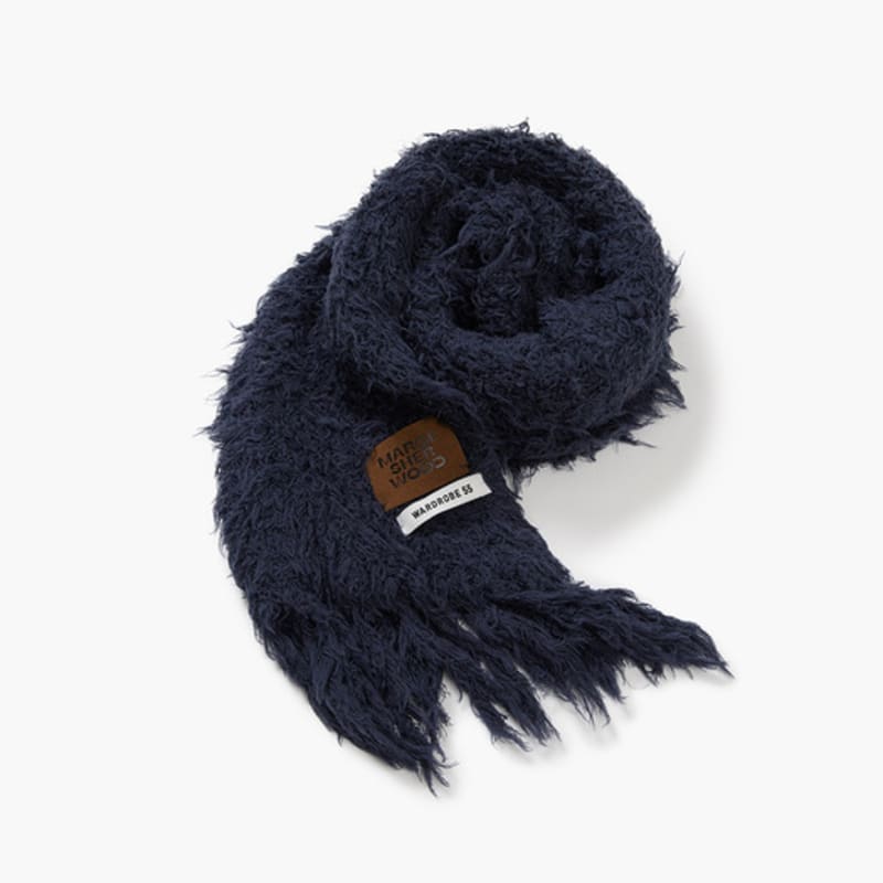 MARGESHERWOOD PUPPY TOUCH FRINGE MUFFLER_navy