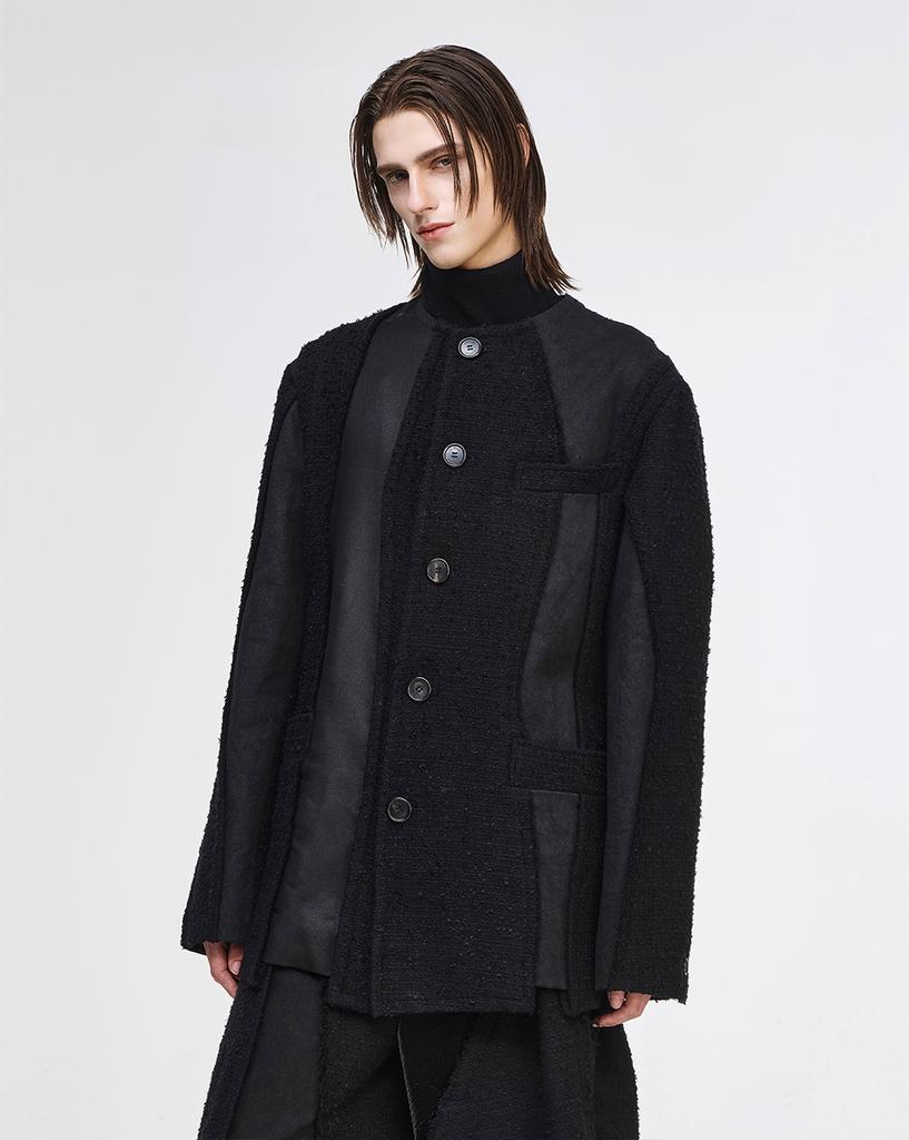 Songzio Collection Bias Cut-Out Officer Jacket Black Sh5Jk713Bk