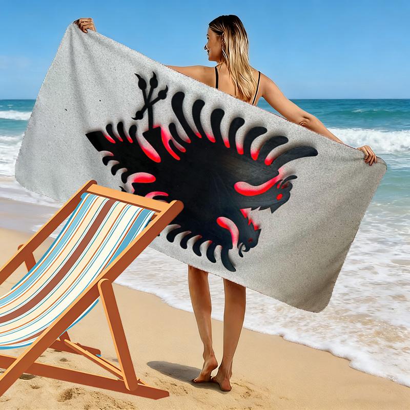 Toalla de Playa Estampada de la República de Albania, Toalla Grande Suave de Secado Rápido para Playa, Camping, Natación