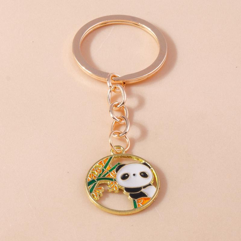 Cute Enamel Panda Keychain Cat Keyring Pendant for Car Key Holder Women Girls Handbag Accessories DIY Jewelry Gifts