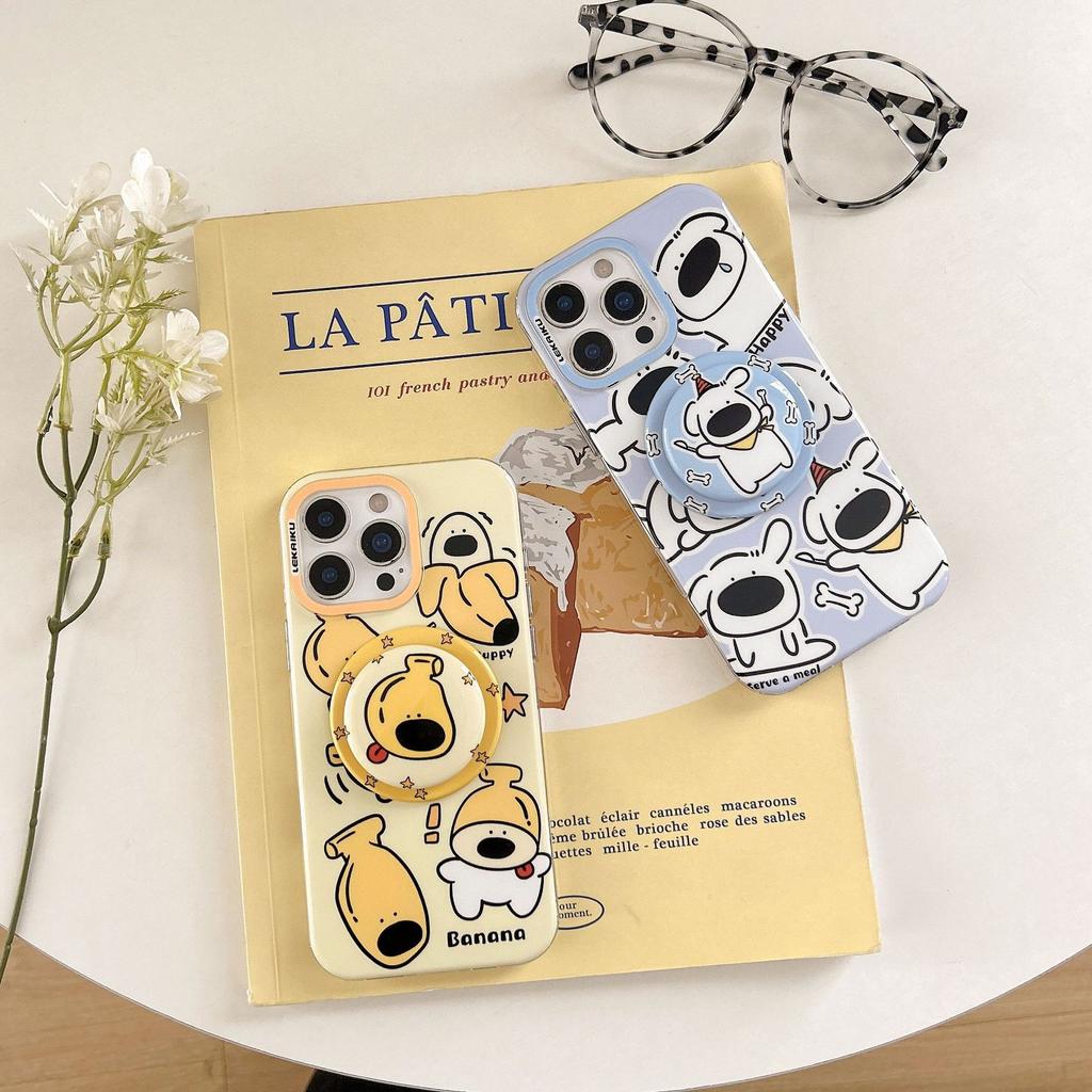 ins Korean cartoon animal suitable for Apple 16promax mobile phone case iPhone15 magnetic suction bracket 14P new