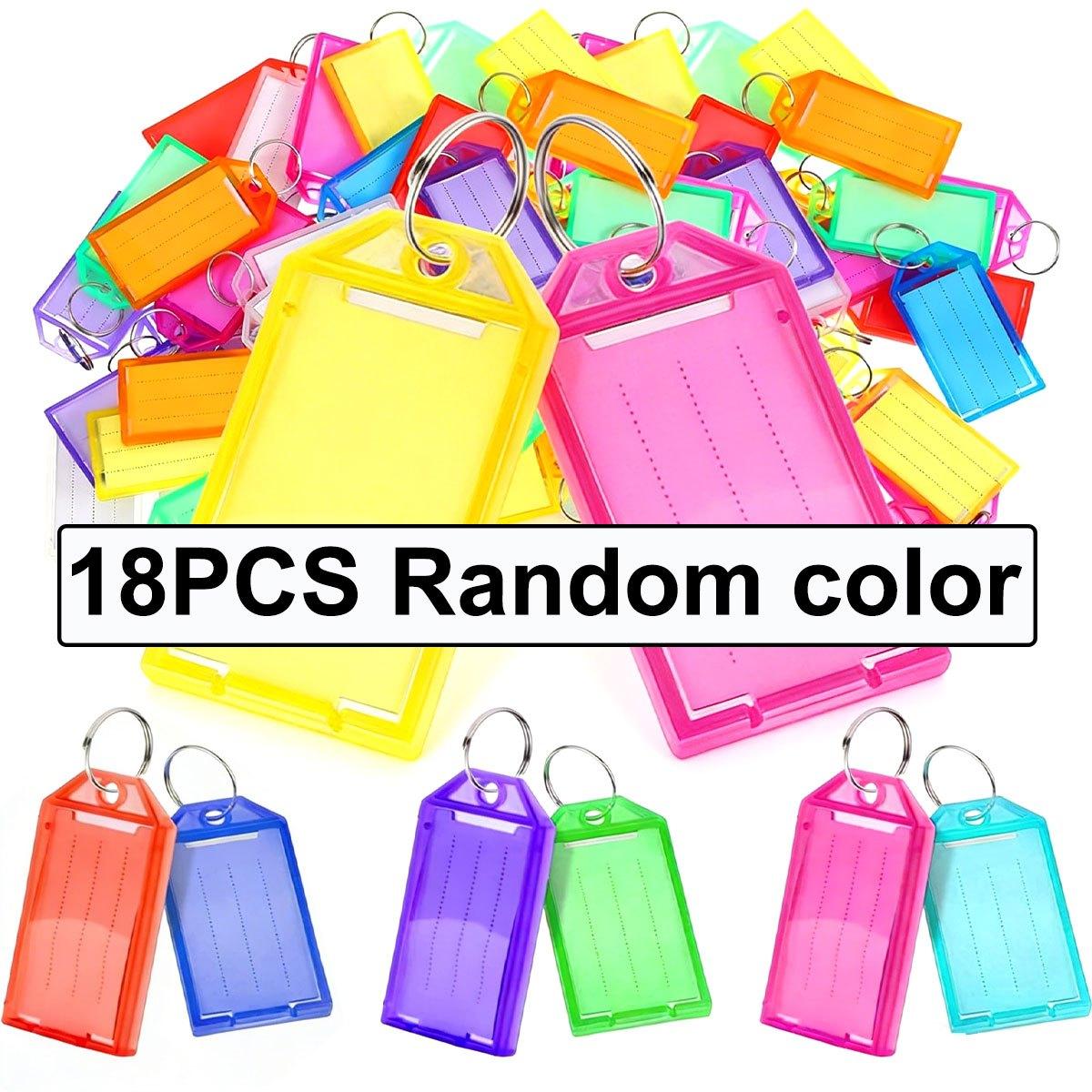 

18Pcs Colorful Plastic Transparent Flap Key Labels - Double-Sided DIY Marking Key Tags, Reusable for Hotel Airport Luggage ZSY