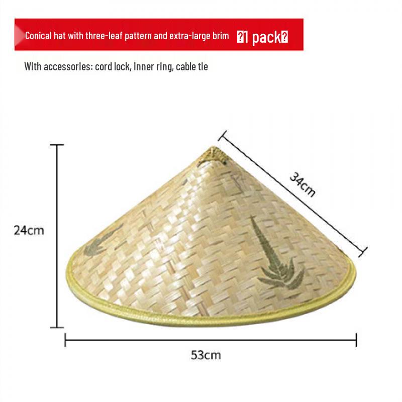 Bamboo Weaving Large Brim Straw Hat: Sunshade and Rainproof for Men and Women, Ideal for Travel, Farming, and Dance Props.