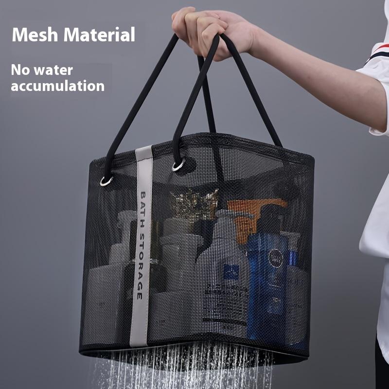 

2pcs/1pc Foldable Mesh Shower Storage Bag Portable Bathroom Storage Basket Toiletries, Shampoo, Soap, Cosmetics Festivals чорний
