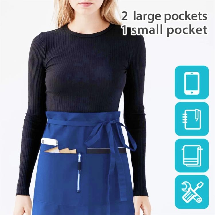 Waitress Aprons with 3Pocket Waist Aprons Commercial Waiter Half Apron with Extra Long Straps for Restaurant Server Work