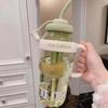 Cute 1200ML Summer Plastic Cup Large Capacity Leakproof Sports Water Bottle with Handle Straw Water Bottle Outdoor Travel