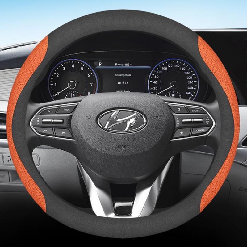 for Hyundai AVANTE Santa Cruz Tucson Plug I20 Tucson CN7 Car Steering Wheel Cover Leather 11Colors Non-slip Auto Accessories